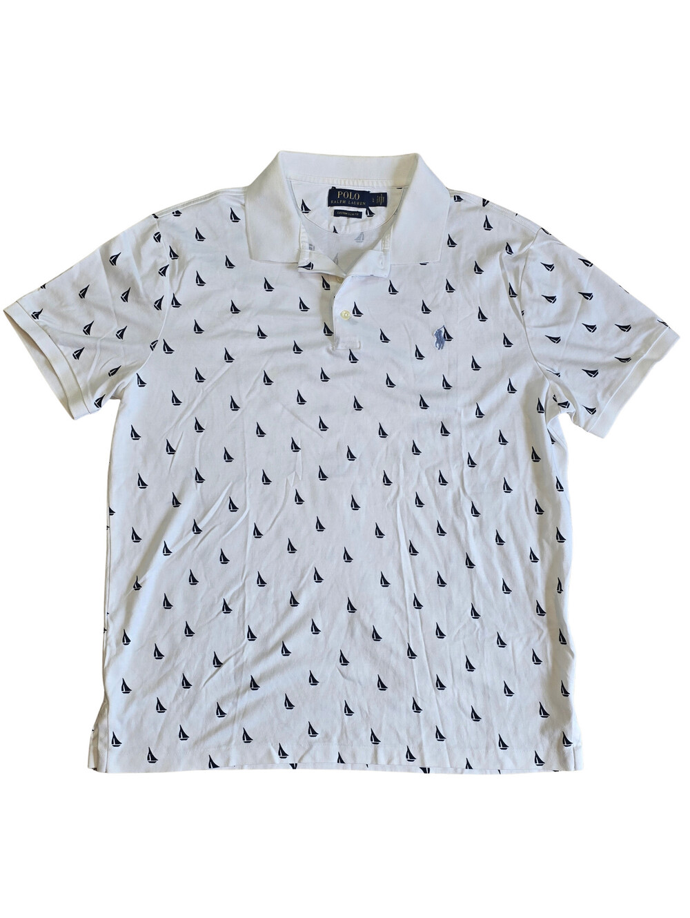 Polo Ralph Lauren Shirt | Men's Large | Custom Slim Fit | Sailboats All-Over